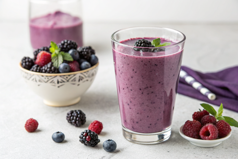Dairy-free Smoothie Recipe - No Yoghurt, No Milk - berry smoothie glass
