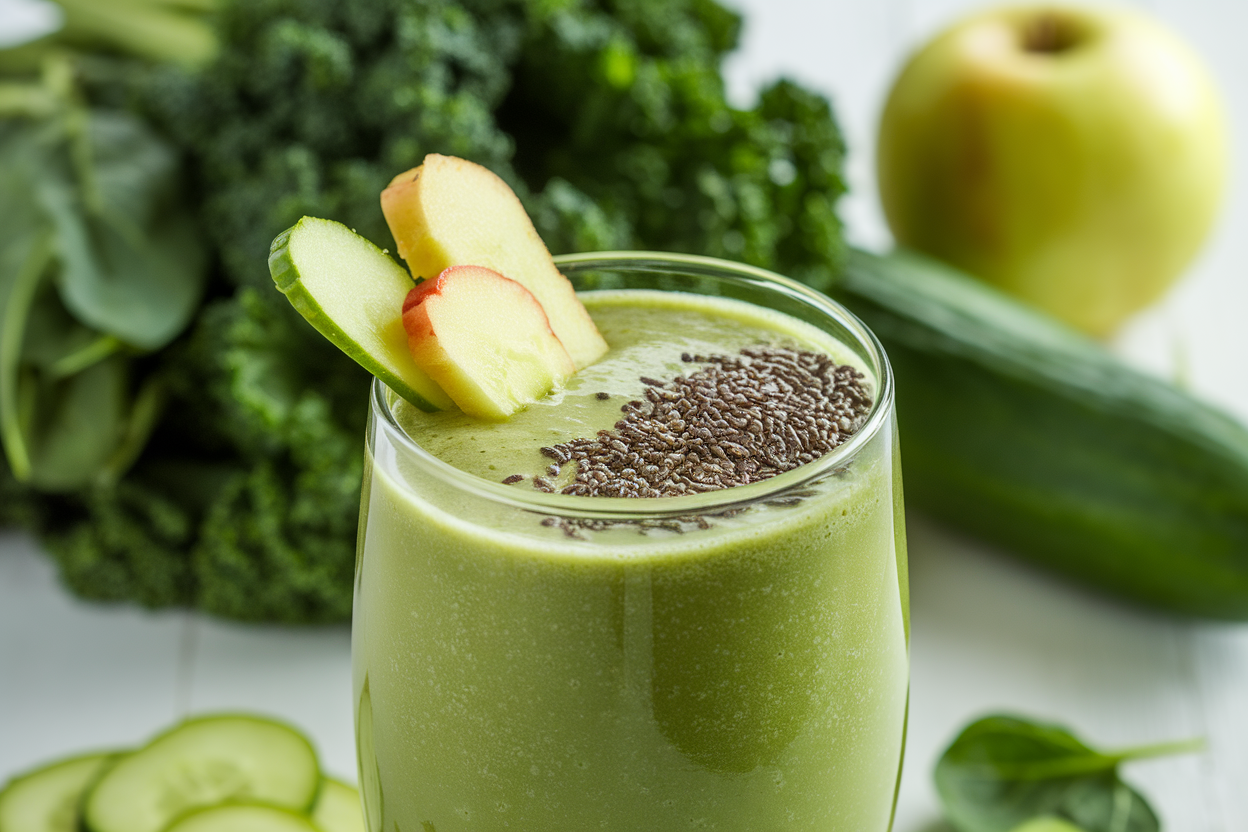 Easy Green Smoothie for a Calm Start to the Day - green smoothie glass