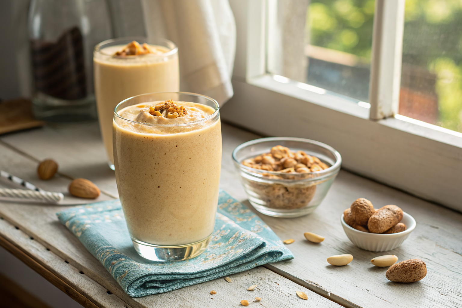 Easy Peanut Butter Breakfast Smoothie for a Quick Morning Win - peanut butter smoothie glass