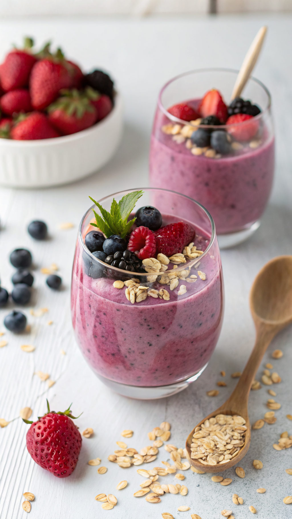 Fiber Rich Smoothie That Helps You Feel Full Longer - berry oat smoothie