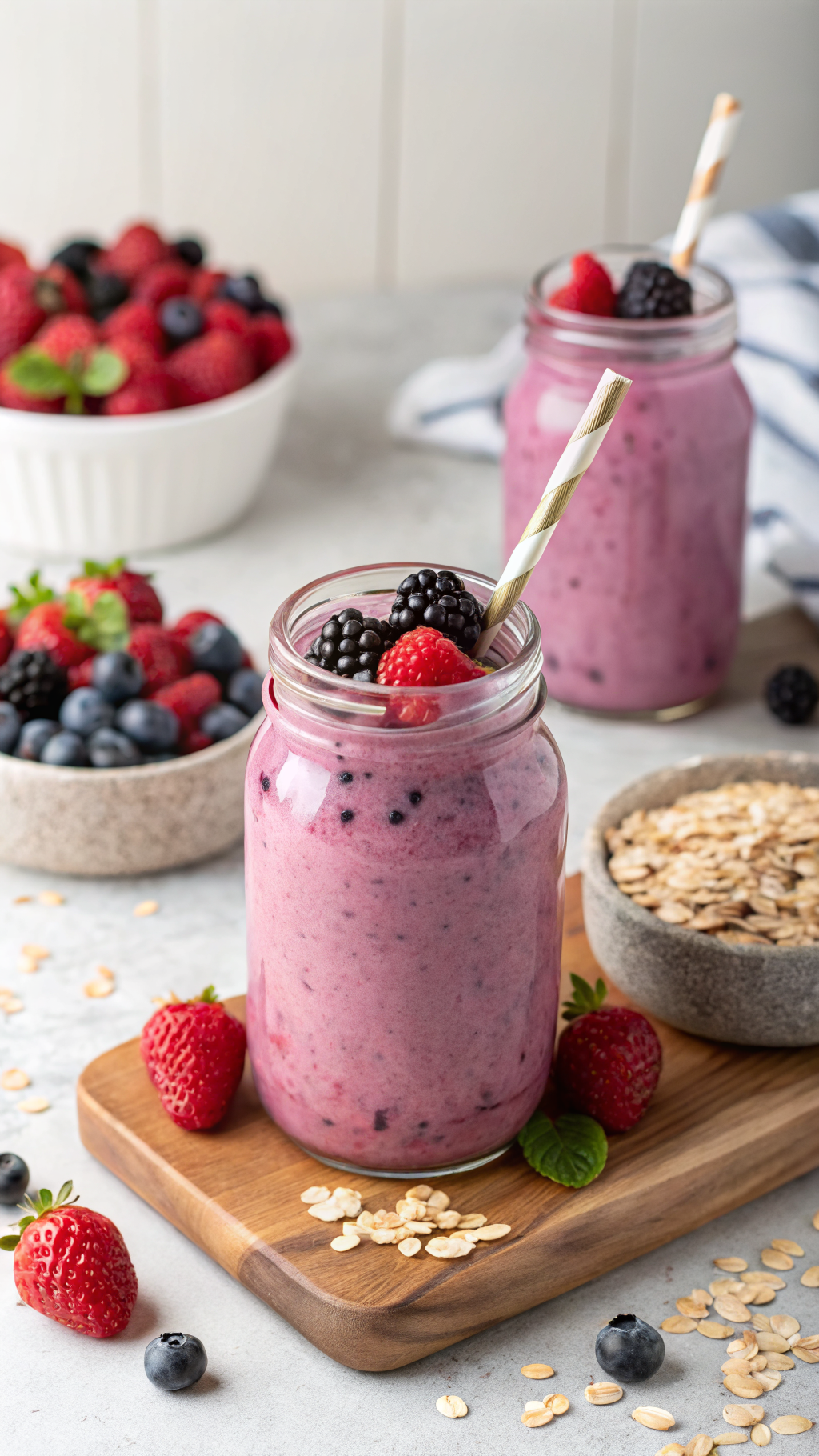 Fiber Rich Smoothie That Helps You Feel Full Longer - berry oat smoothie