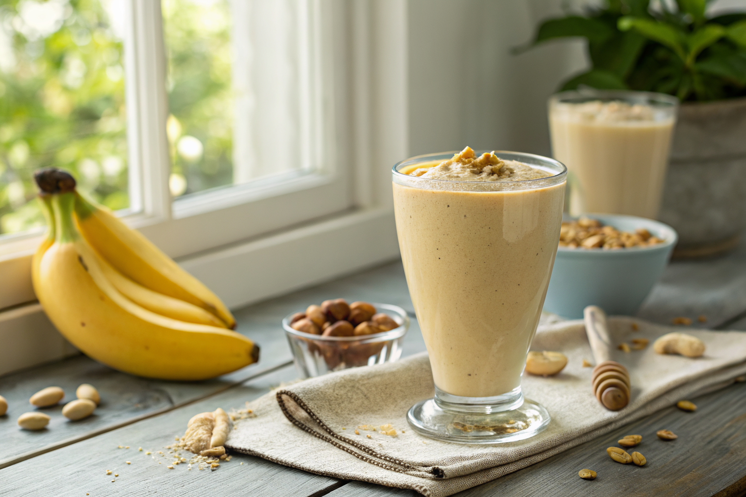 Filling Peanut Butter Banana Smoothie for When Breakfast Needs to Last - peanut butter banana smoothie