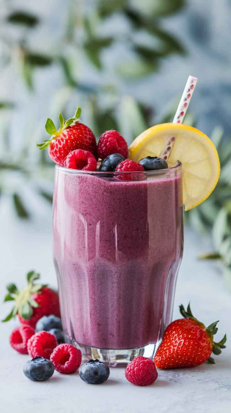 Filling Smoothie for Days When You Don’t Want to Snack Constantly - berry smoothie in blender