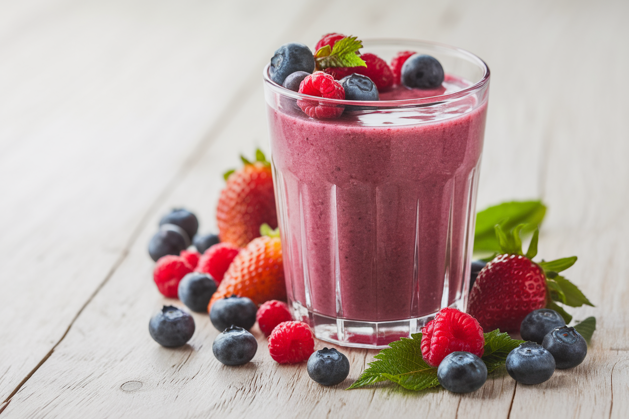Fresh Berry Smoothie That Tastes Like Something You’d Order Out - berry smoothie glass