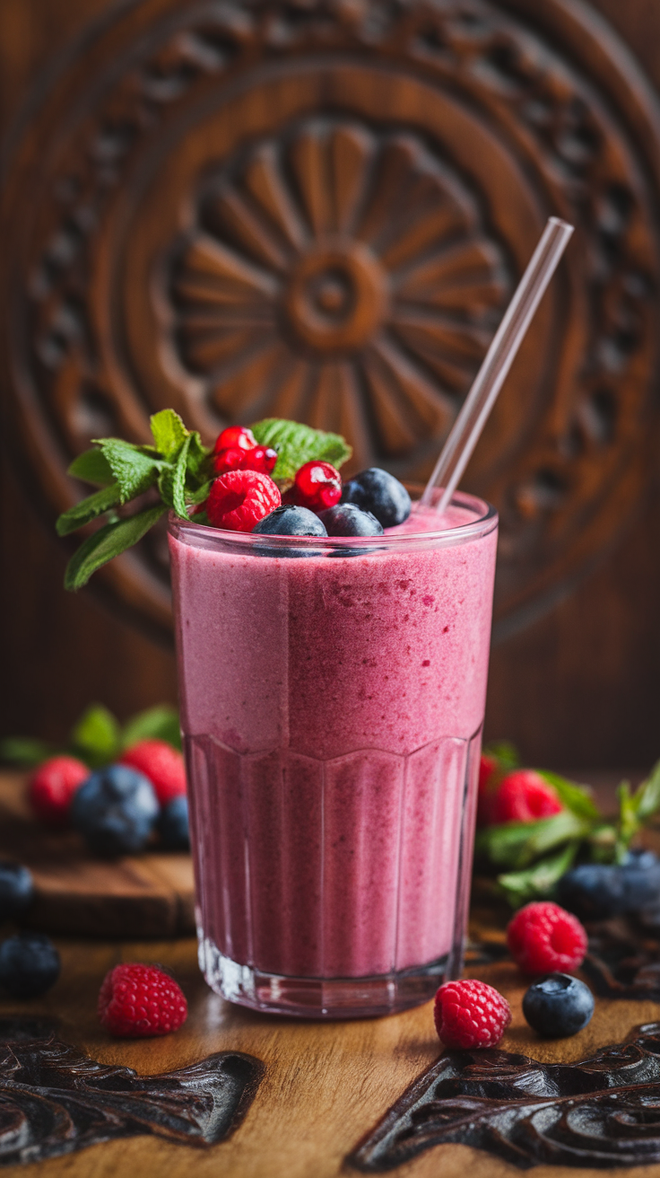 Fresh Berry Smoothie That Tastes Like Something You’d Order Out - berry smoothie pour