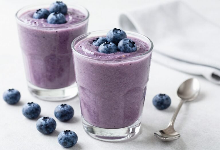 Gluten Free Blueberry Oat Smoothie for an Easy Everyday Breakfast - blueberry oat smoothie glass