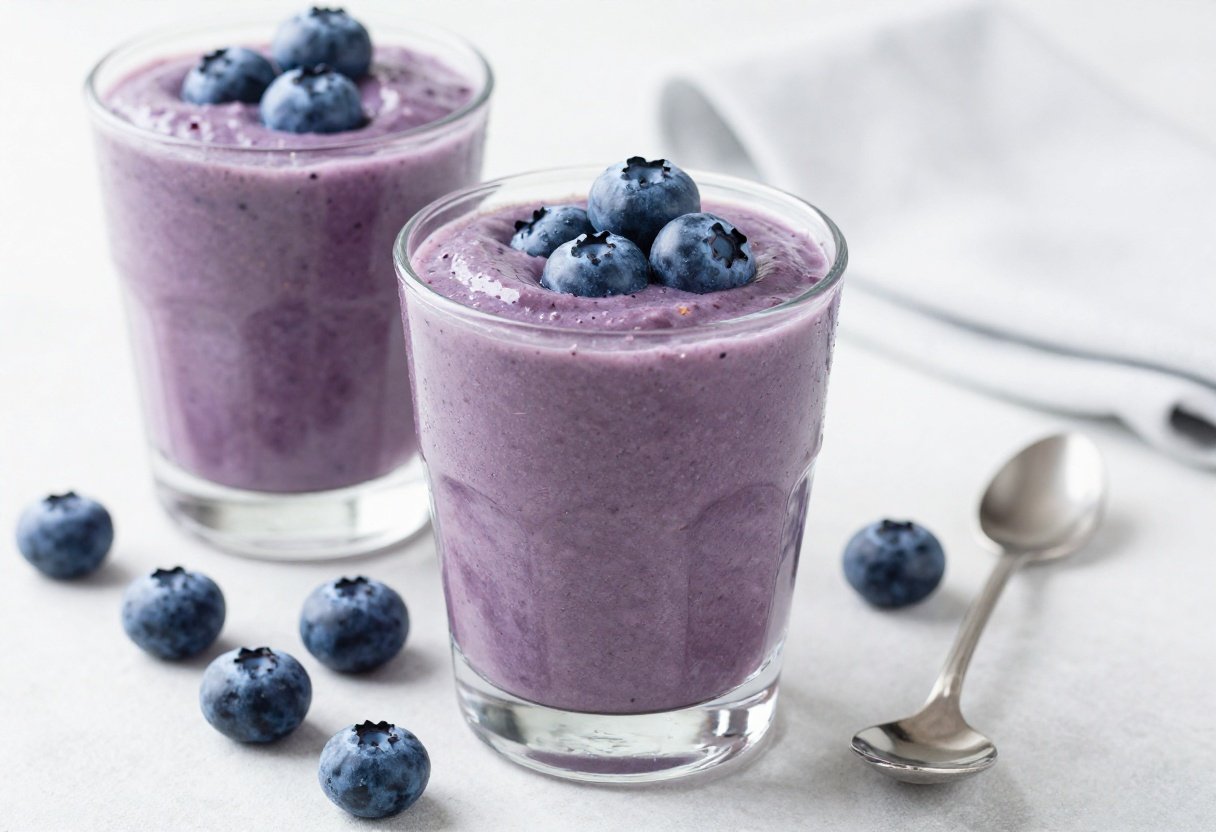 Gluten Free Blueberry Oat Smoothie for an Easy Everyday Breakfast - blueberry oat smoothie glass