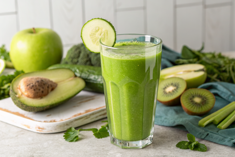 Green Juice with Celery and Apple That’s Crisp and Easy to Sip - green juice glass