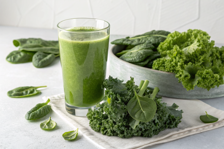 Green Juice with Kale and Pineapple for a Sweeter Green Juice Twist - green juice glass