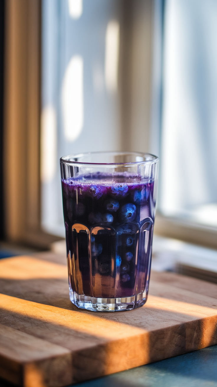 Healthy Blueberry Breakfast Juice That Feels Bright and Light - blueberry juice pour