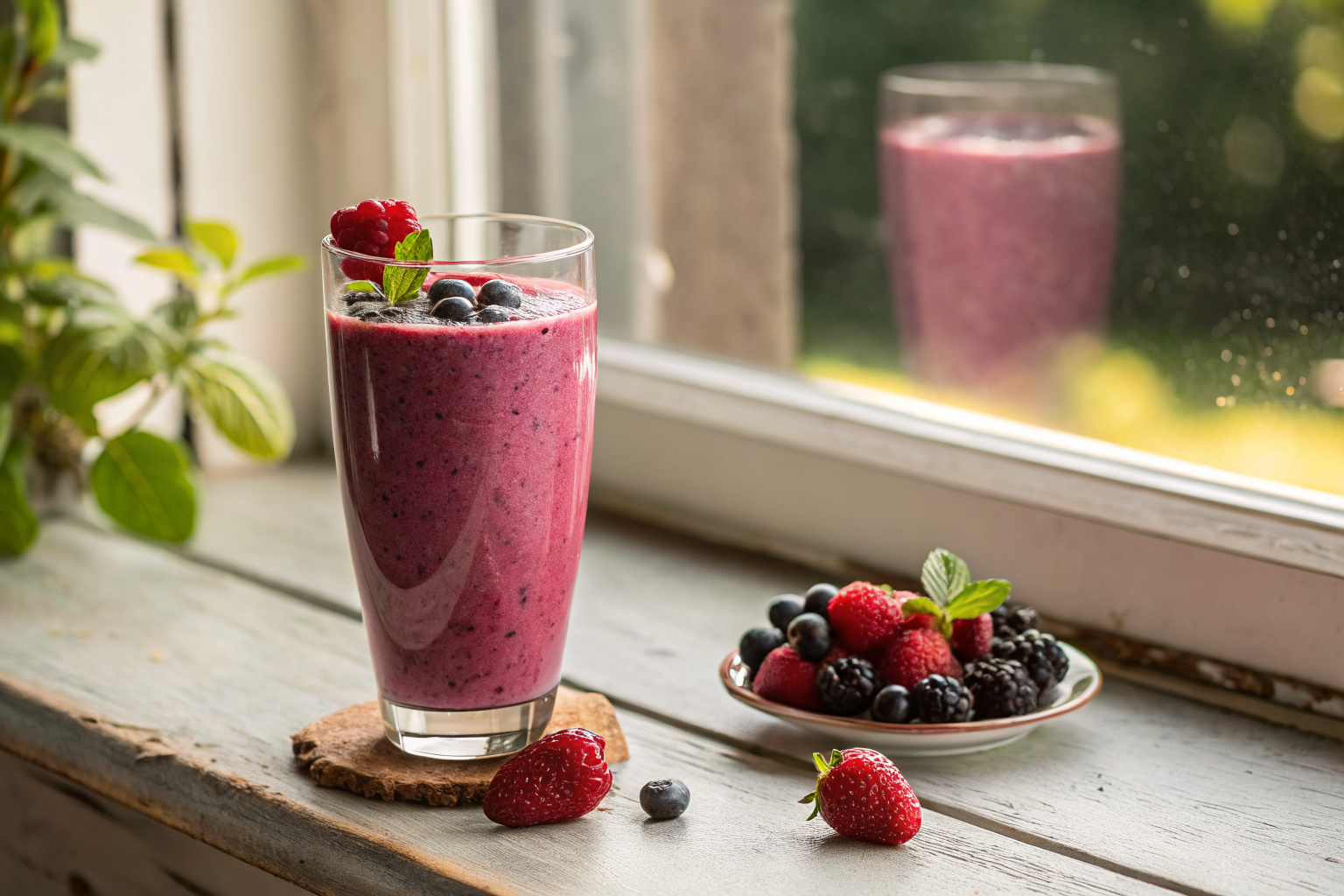 Healthy Greek Yogurt Breakfast Smoothie for Protein and Creaminess - berry smoothie glass