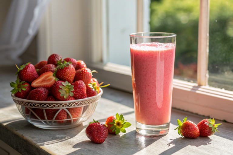 Healthy Strawberry Breakfast Juice for a Fresh, Fruity Start - strawberry breakfast juice glass