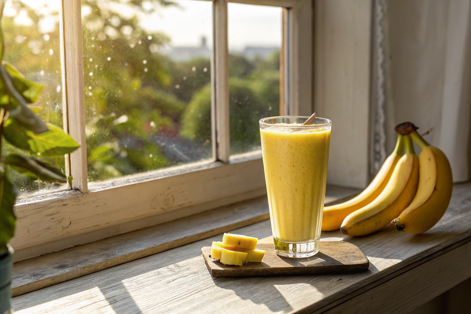 High Protein Banana Smoothie Recipe for a Simple Filling Breakfast - banana smoothie glass