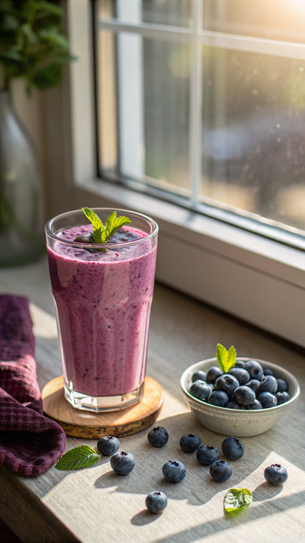 High Protein Blueberry Smoothie Recipe That Tastes Like a Café Order - blueberry smoothie close-up