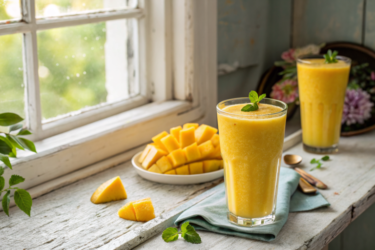 High Protein Mango Smoothie Recipe for a Creamy Tropical Boost - mango smoothie glass