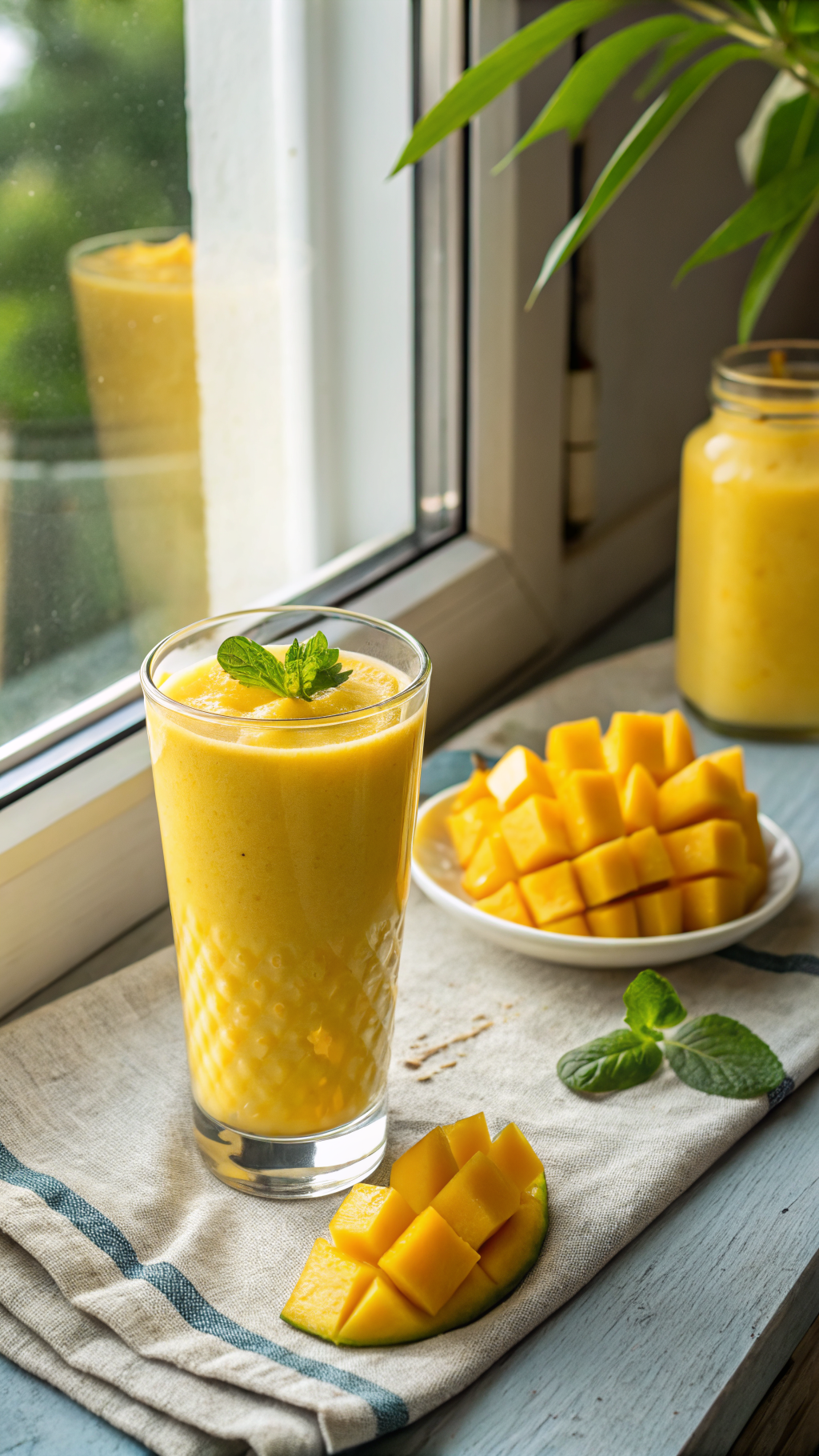 High Protein Mango Smoothie Recipe for a Creamy Tropical Boost - mango smoothie pour