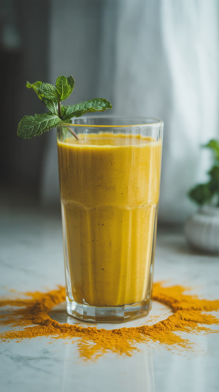 Igniting Detox Turmeric Smoothie Recipe - turmeric smoothie glass
