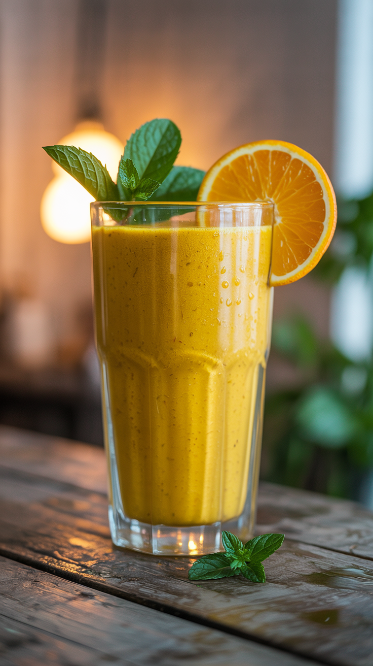 Igniting Detox Turmeric Smoothie Recipe - turmeric smoothie glass