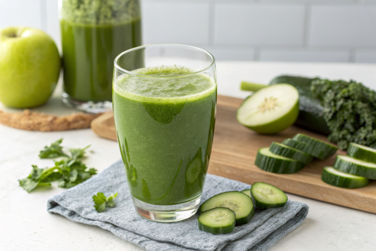 Juice Recipe for Clear Skin That Feels Fresh from the Inside Out - green juice glass