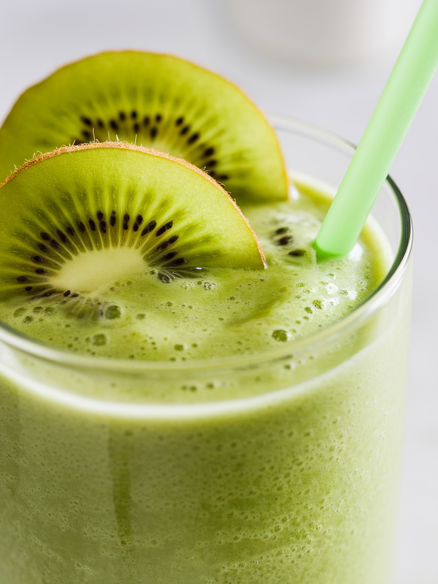 Kiwi Spinach Lime Smoothie for a Bright Green Breakfast - kiwi smoothie close-up