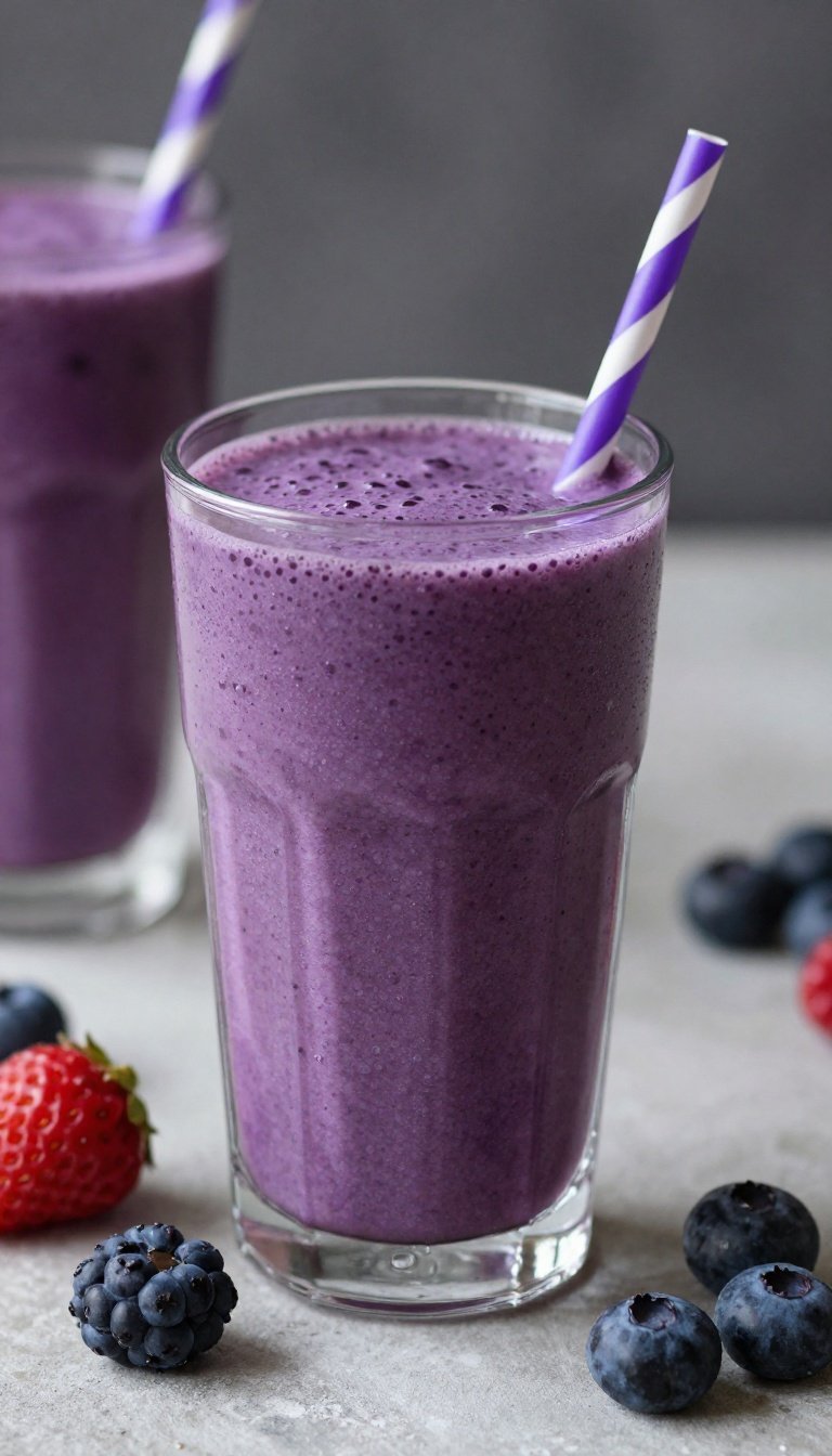 Low Calorie Smoothie That Still Feels Creamy and Satisfying - berry smoothie glass