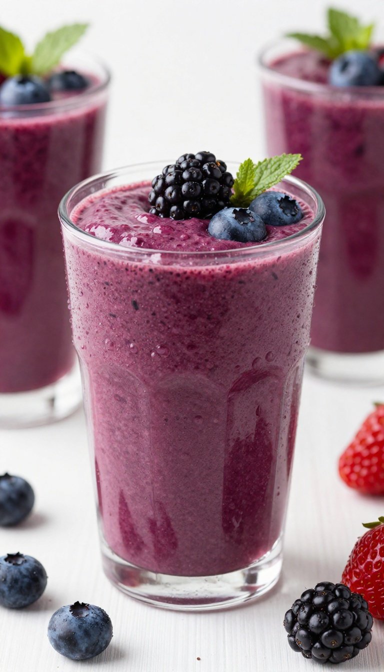 Low Calorie Smoothie That Still Feels Creamy and Satisfying - berry smoothie glass
