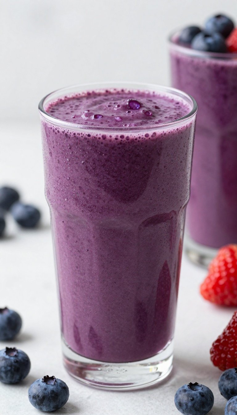 Low Calorie Smoothie That Still Feels Creamy and Satisfying - berry smoothie glass