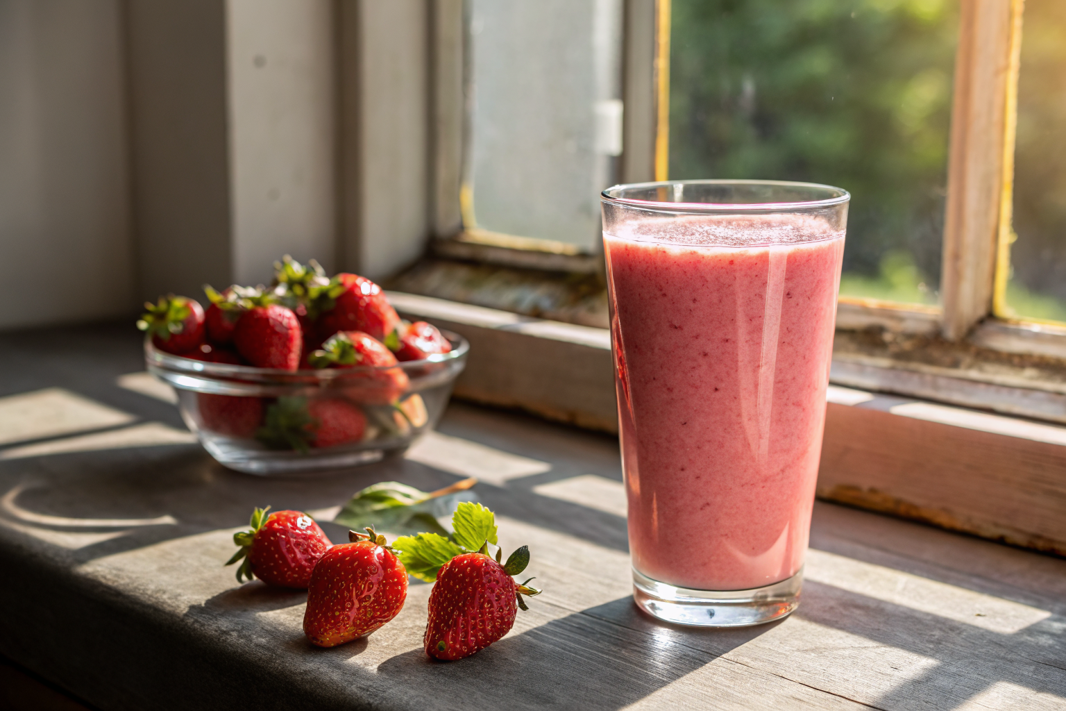 Low Sugar Strawberry Smoothie Recipe That Still Tastes Sweet - strawberry smoothie glass