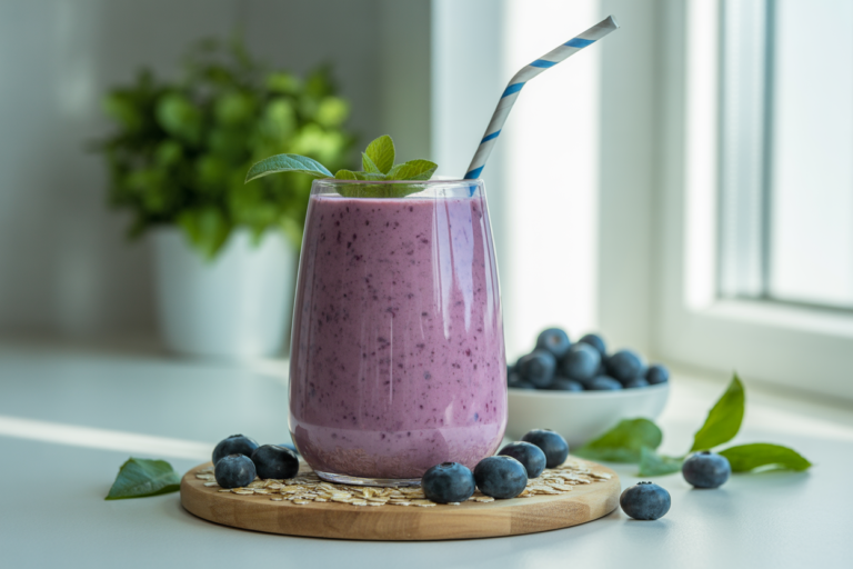 Make Ahead Blueberry Oat Breakfast Smoothie You’ll Be Glad You Prepped - blueberry oat smoothie