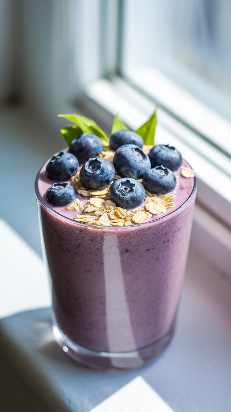 Make Ahead Blueberry Oat Breakfast Smoothie You’ll Be Glad You Prepped - blueberry oat smoothie