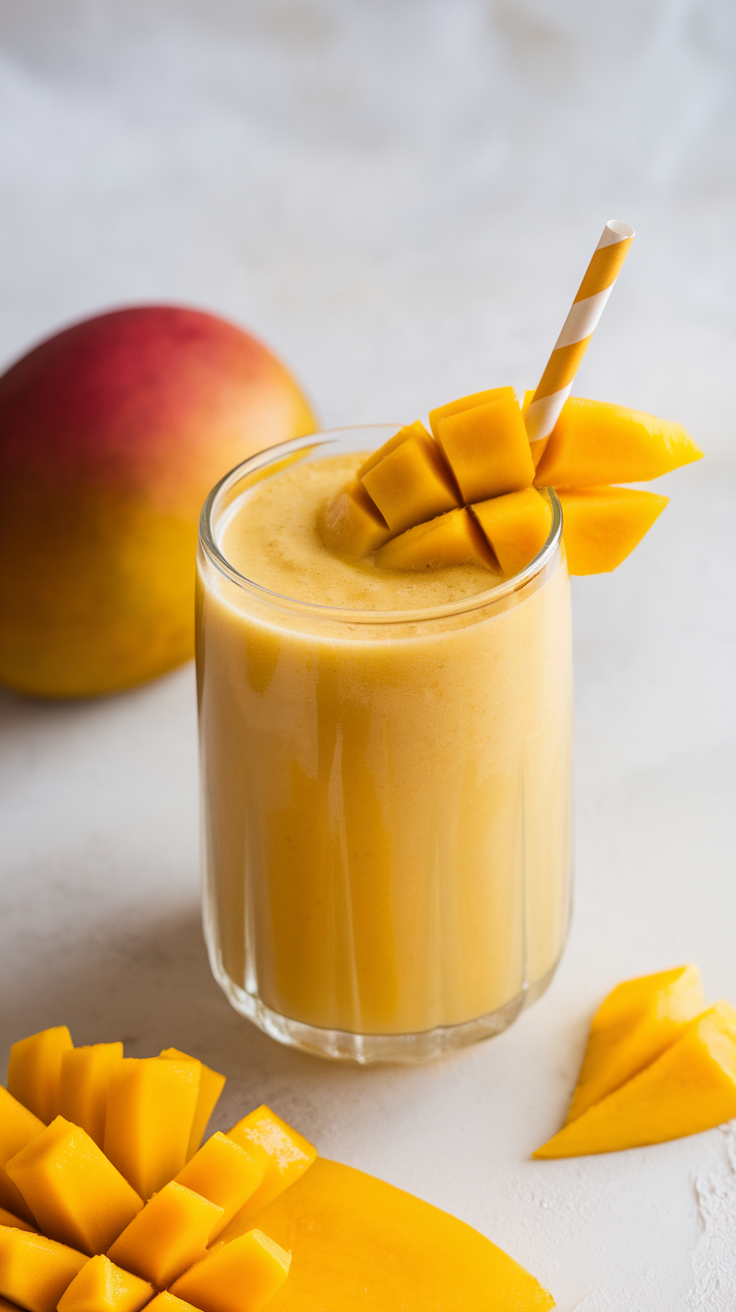 Mango Smoothie That Tastes Like Summer in the Best Way - mango smoothie pouring