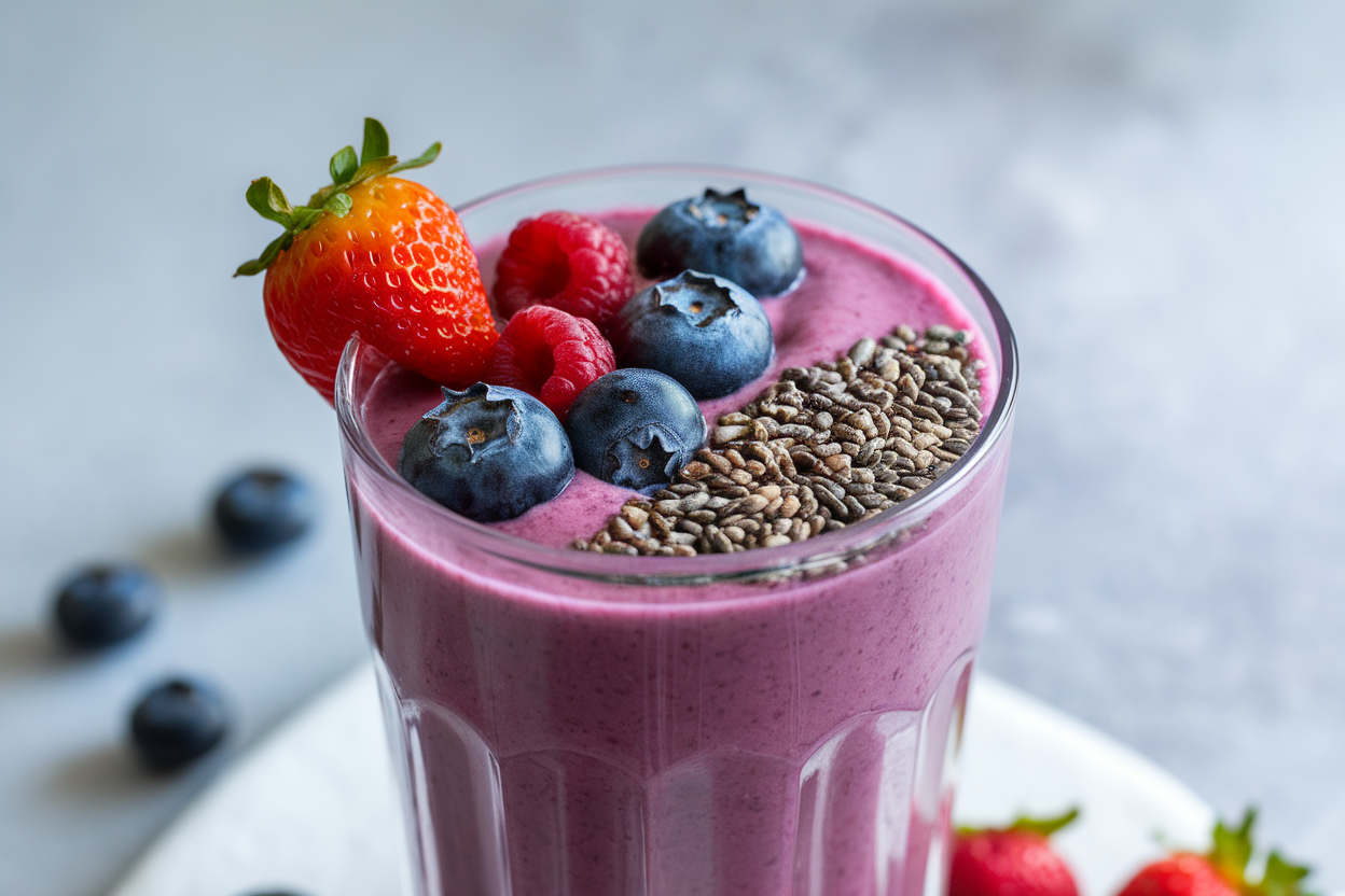 Nourishing Smoothie That Works Any Time of Day - berry smoothie glass