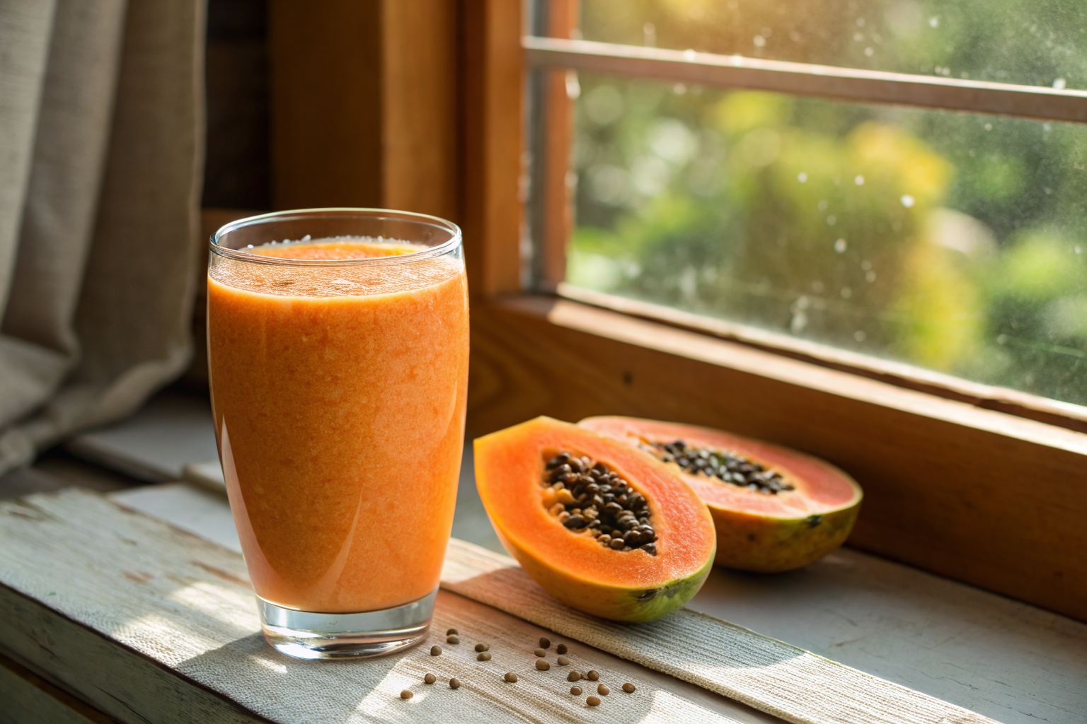 Papaya Smoothie for Gut Health That Feels Light and Refreshing - papaya smoothie glass