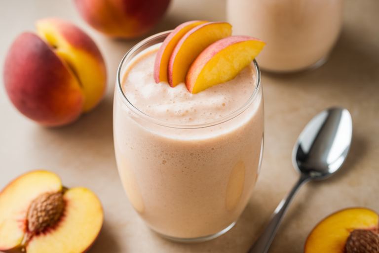 Peach Cottage Cheese Smoothie That’s Creamy, Fruity, and Protein-Packed - peach cottage cheese smoothie