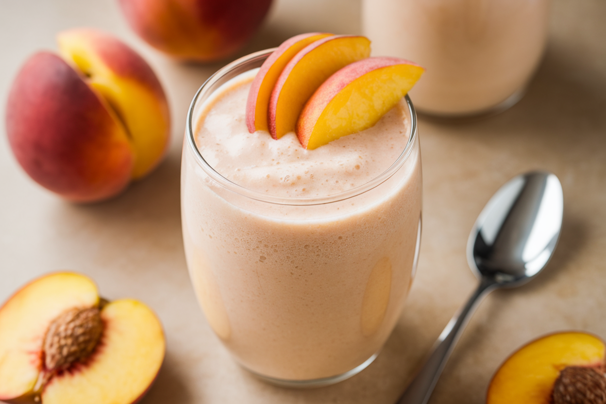 Peach Cottage Cheese Smoothie That’s Creamy, Fruity, and Protein-Packed - peach cottage cheese smoothie