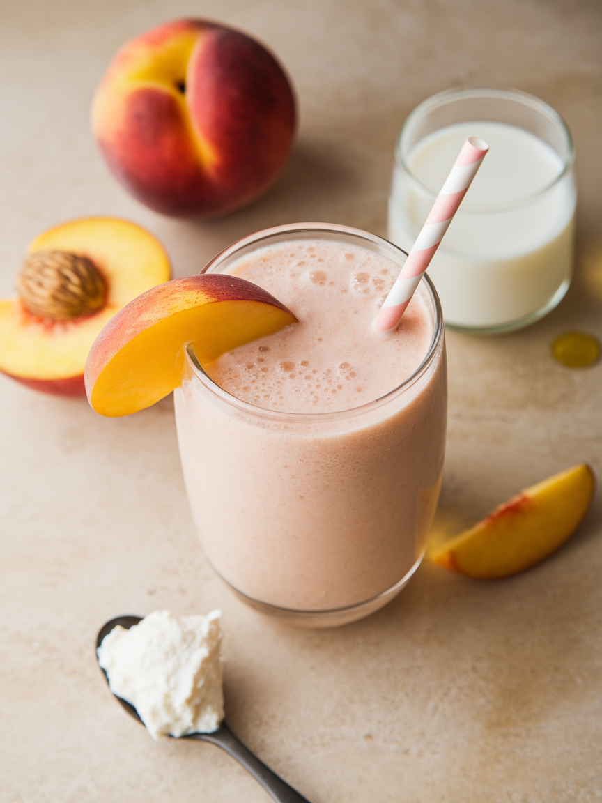 Peach Cottage Cheese Smoothie That’s Creamy, Fruity, and Protein-Packed - peach cottage cheese smoothie