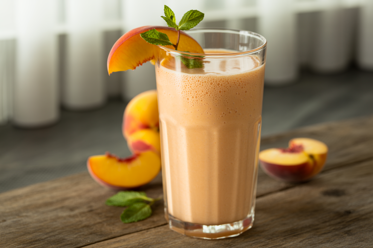 Peach Smoothie That’s Soft and Sweet - peach smoothie glass