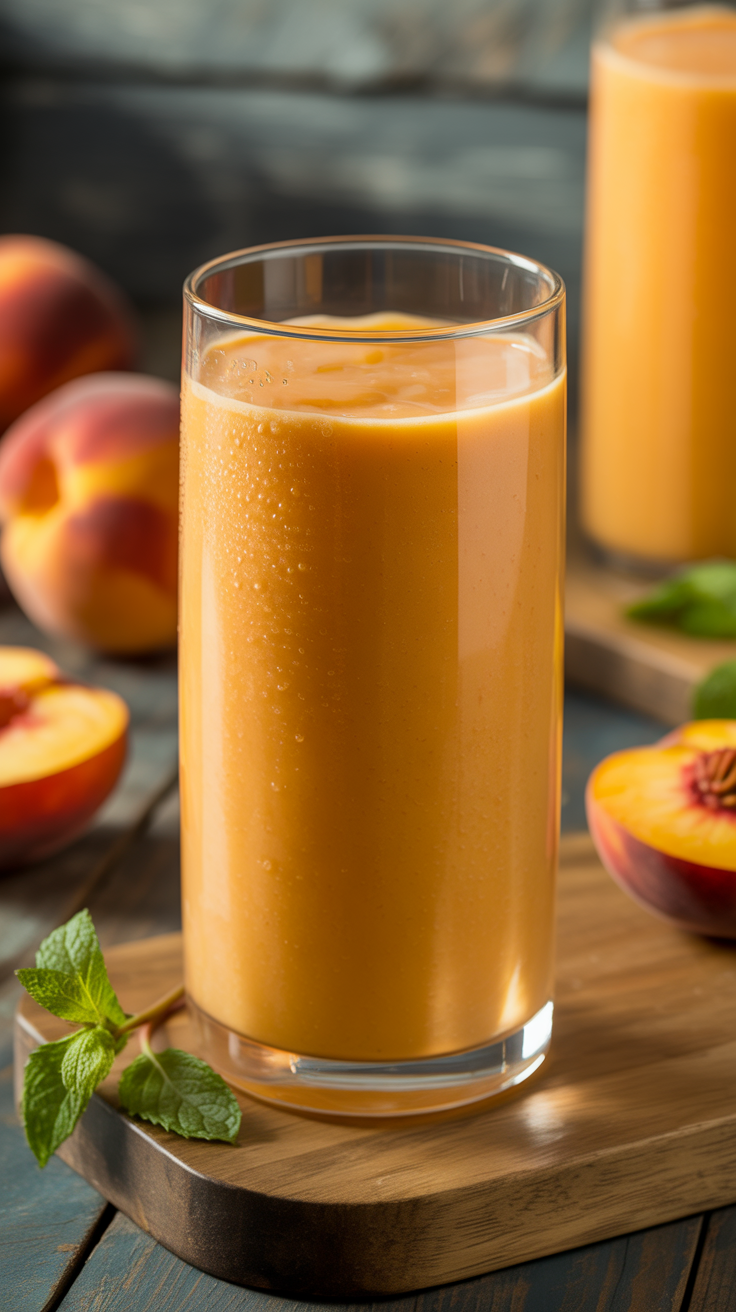 Peach Smoothie That’s Soft and Sweet - peach smoothie glass