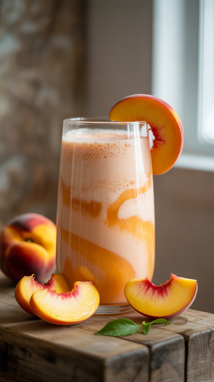 Peach Smoothie That’s Soft and Sweet - peach smoothie glass