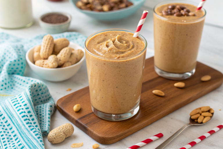 Peanut-Butter Smoothie Recipe for Protein and Gains - peanut butter smoothie glass