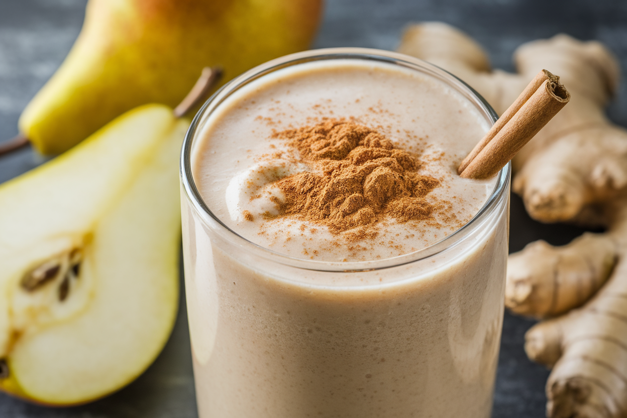 Pear Ginger Oat Smoothie for a Cozy, Filling Breakfast - pear ginger oat smoothie