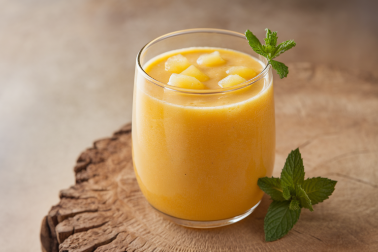 Pineapple Orange Sunshine Smoothie for a Tropical Summer Mood - pineapple orange smoothie glass