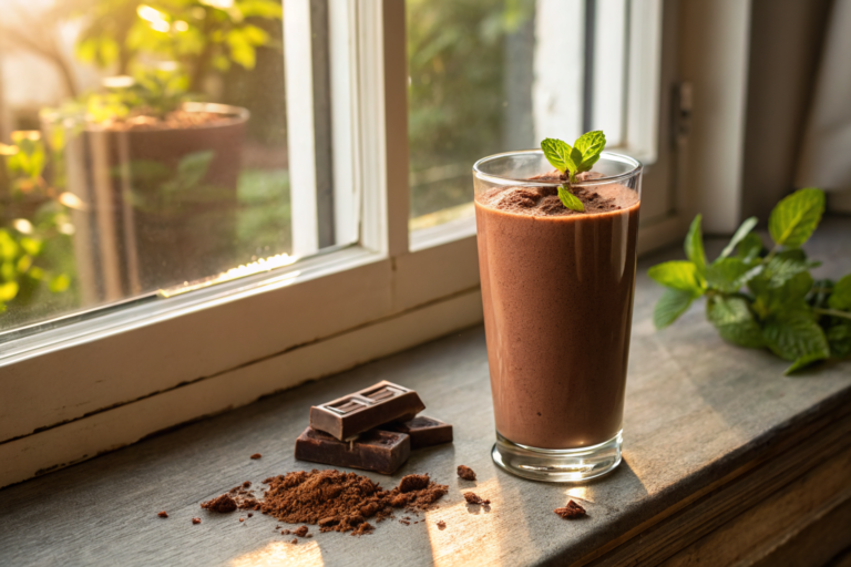 Protein Smoothie After Workout That You’ll Actually Crave - chocolate smoothie glass
