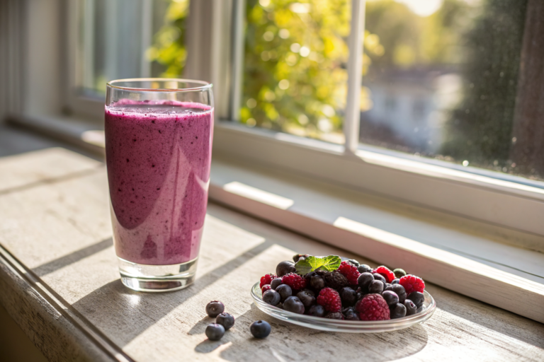 Protein Smoothie with Greek Yogurt for an Easy Everyday Breakfast - protein smoothie glass