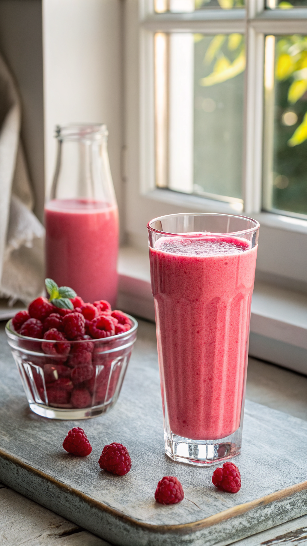 Raspberry Smoothie Recipe for a Bright Sweet-Tart Flavor - raspberry smoothie glass