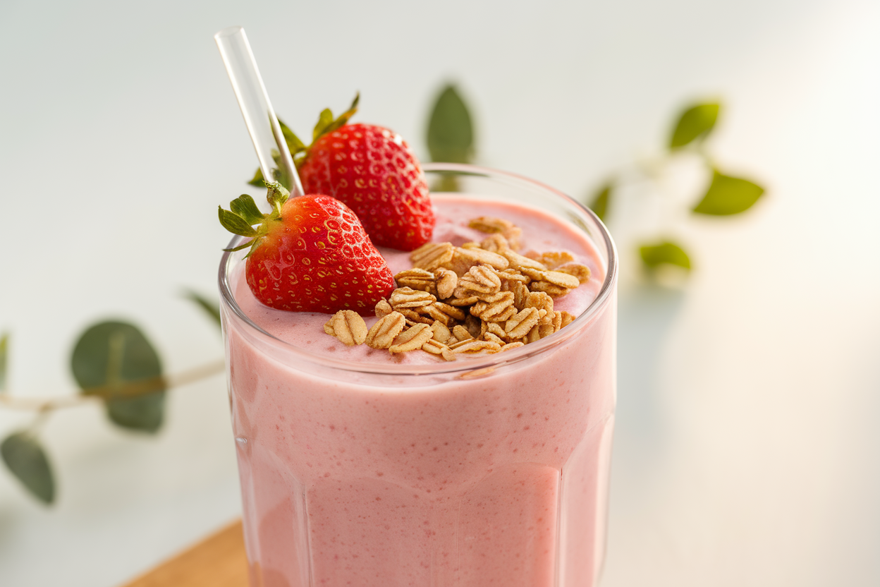 Smoothie with Greek Yogurt and Strawberries That Feels Thick and Filling - strawberry yogurt smoothie