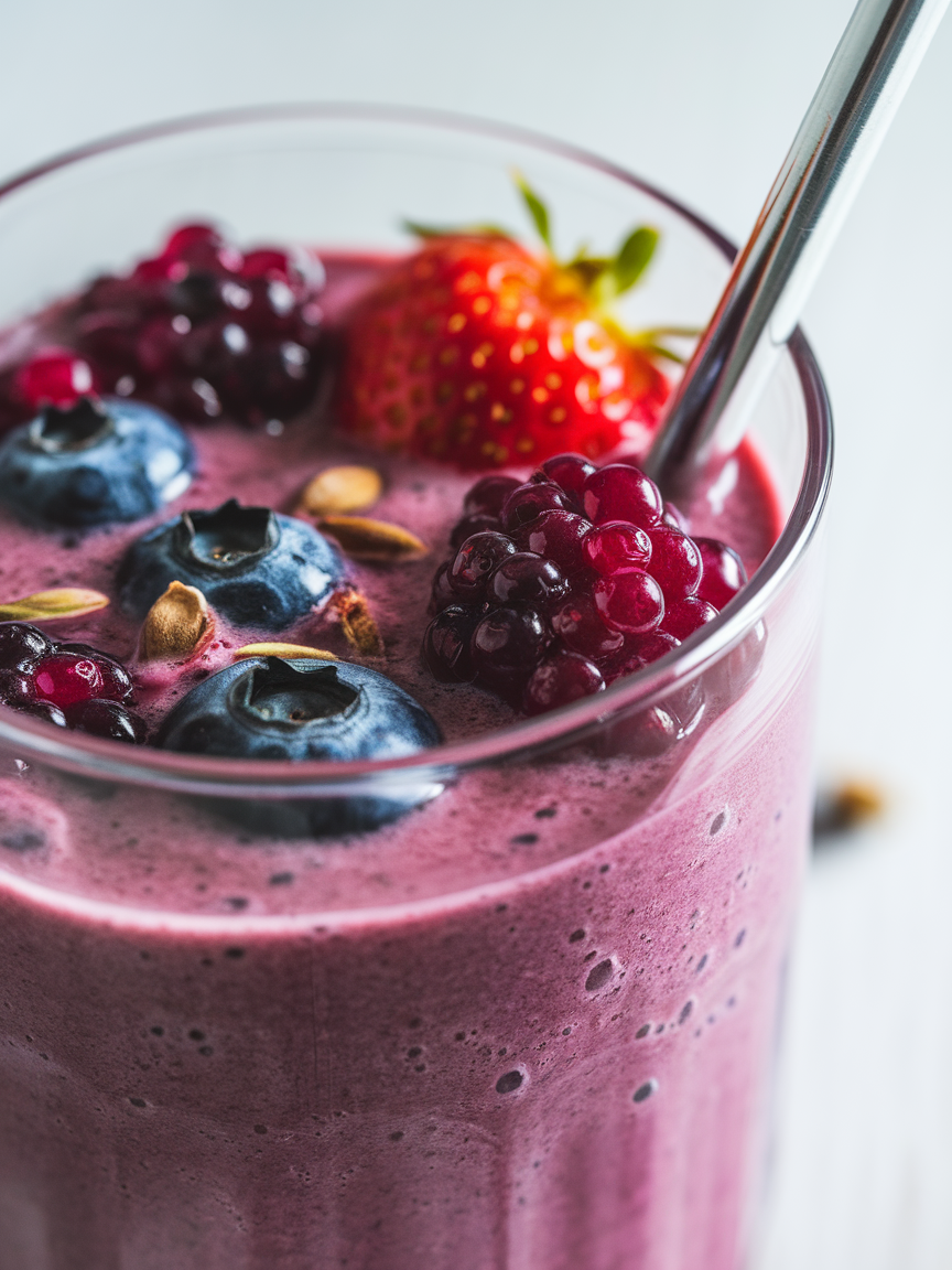 Smoothie with Oat Milk and Berries for a Creamy Everyday Favorite - berry smoothie blender