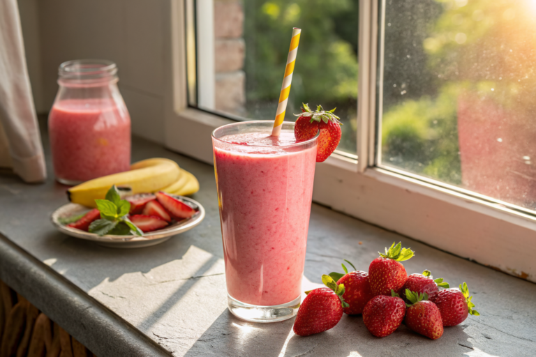 Strawberry Banana Smoothie with Greek Yogurt That’s Extra Creamy and Filling - strawberry banana smoothie