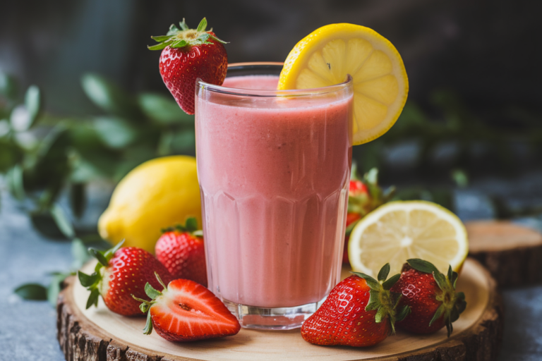 Strawberry Lemonade Smoothie for the Ultimate Summer Refreshment - strawberry lemonade smoothie glass
