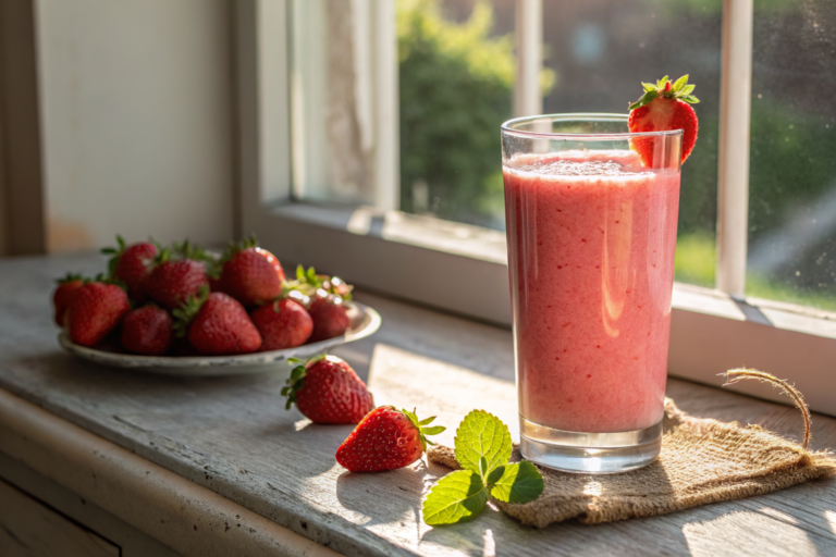 Strawberry Smoothie for Weight Loss That Still Feels Like a Treat - strawberry smoothie glass